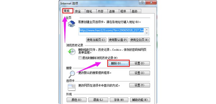 2-點(diǎn)擊瀏覽歷史記錄下邊的“刪除”